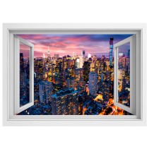 Vinilos atardecer ventana 3d nueva york manhattan